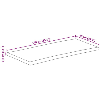 Bordsskiva 140x60x3,8 cm levande kant massivt mangoträ