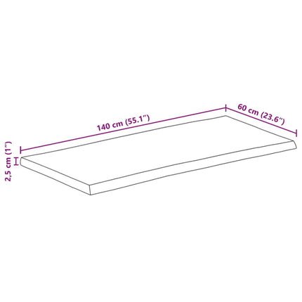Bordsskiva 140x60x2,5 cm levande kant massivt mangoträ