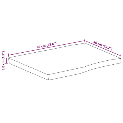 Bordsskiva 60x40x3,8 cm levande kant massivt mangoträ