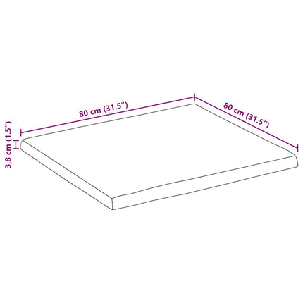 Bordsskiva 80x80x3,8 cm levande kant massivt mangoträ