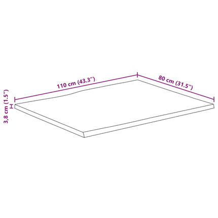 Bordsskiva 110x80x3,8 cm levande kant massivt mangoträ