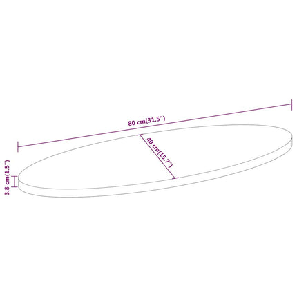 Bordsskiva 80x40x3,8 cm oval massivt akaciaträ