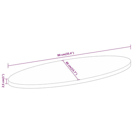 Bordsskiva 90x40x2,5 cm oval massivt mangoträ