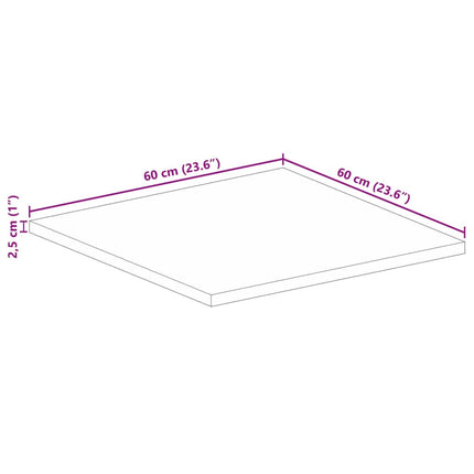Bordsskiva 60x60x2,5 cm fyrkantig massiv akacia