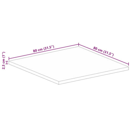 Bordsskiva 80x80x2,5 cm fyrkantig massivt akacia