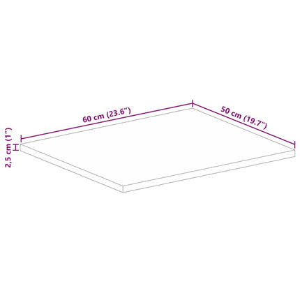 Bordsskiva 60x50x2,5 cm rektangulär massivt återvunnet trä