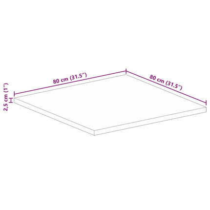 Bordsskiva 80x80x2,5 cm fyrkantig massivt återvunnet trä