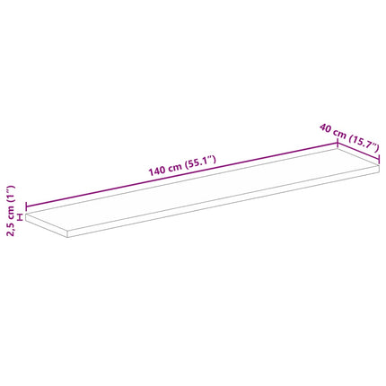 Bordsskiva 140x40x2,5 cm rektangulär massivt återvunnet trä