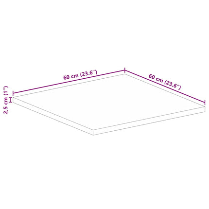Bordsskiva 60x60x2,5 cm fyrkantig massivt återvunnet trä
