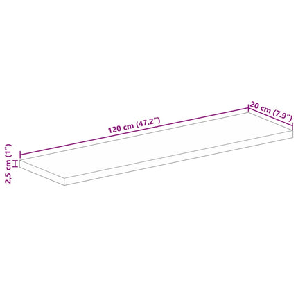 Bordsskiva 120x20x2,5 cm rektangulär massivt grovt mangoträ