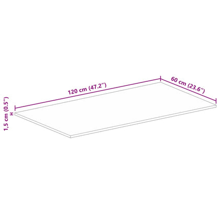 Bordsskiva 120x60x1,5 cm rektangulär massivt grovt mangoträ