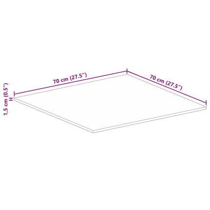 Bordsskiva 70x70x1,5 cm fyrkantig massivt grovt mangoträ
