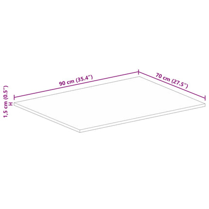 Bordsskiva 90x70x1,5 cm rektangulär massivt grovt mangoträ