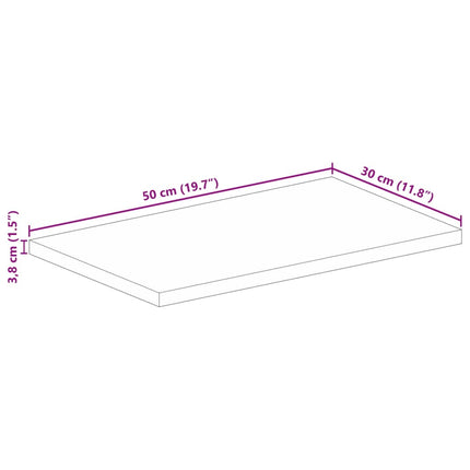 Bordsskiva 50x30x3,8 cm rektangulär massivt grovt mangoträ