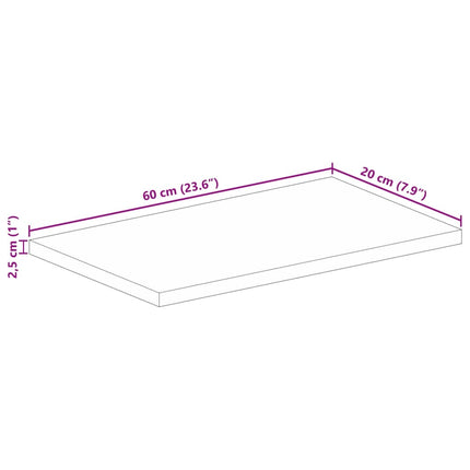 Bordsskiva 60x20x2,5 cm rektangulär massivt mango-trä