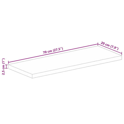 Bordsskiva 70x20x2,5 cm rektangulär massivt mango-trä