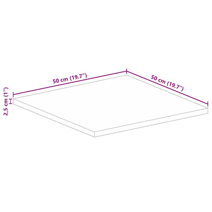 Bordsskiva 50x50x2,5 cm fyrkantig massiv mango-trä