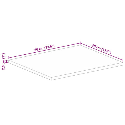 Bordsskiva 60x50x2,5 cm rektangulär massivt mango-trä