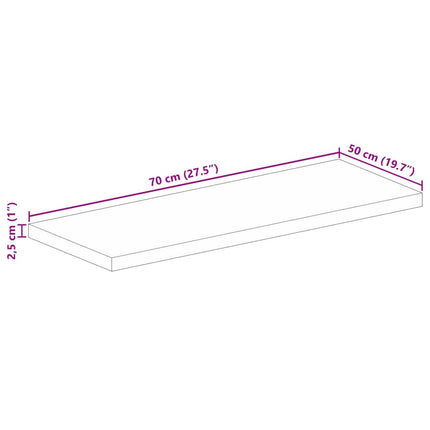 Bordsskiva 70x50x2,5 cm rektangulär massivt mango-trä