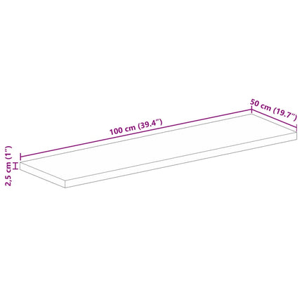 Bordsskiva 100x50x2,5 cm rektangulär massiv mango-trä