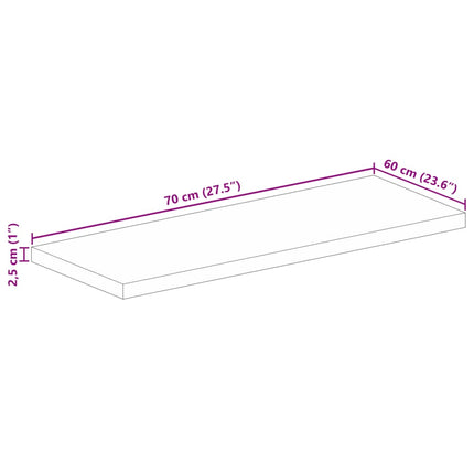 Bordsskiva 70x60x2,5 cm rektangulär massivt mango-trä