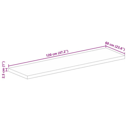 Bordsskiva 120x60x2,5 cm rektangulär massiv mango-trä