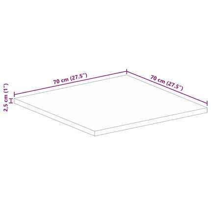 Bordsskiva 70x70x2,5 cm fyrkantig massivt mango-trä
