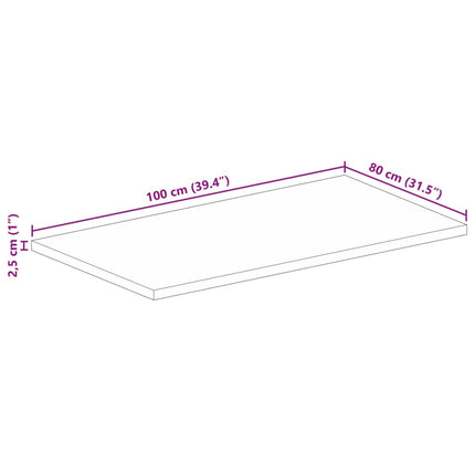 Bordsskiva 100x80x2,5 cm rektangulär massivt mango-trä