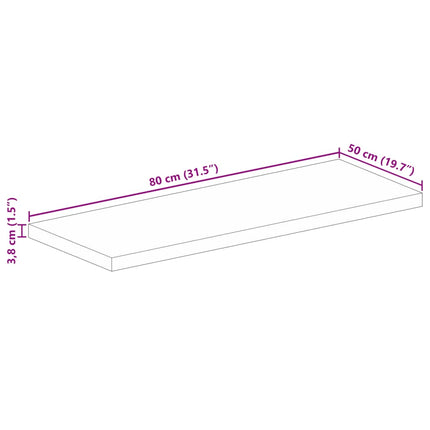 Bordsskiva 80x50x3,8 cm rektangulär massivt mango-trä