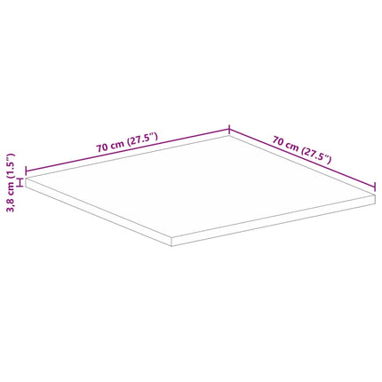Bordsskiva 70x70x3,8 cm fyrkantig massivt mango-trä
