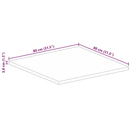 Bordsskiva 80x80x3,8 cm fyrkantig massivt mango-trä