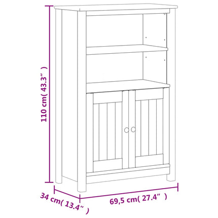 Badrumsskåp BERG vit 69,5x34x110 cm massiv furu