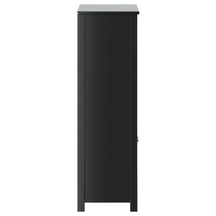 Badrumsskåp BERG svart 69,5x34x110 cm massiv furu