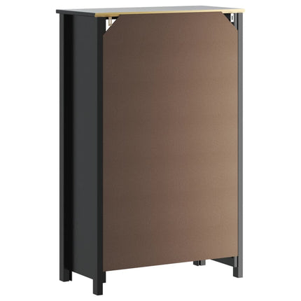 Badrumsskåp BERG svart 69,5x34x110 cm massiv furu