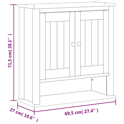 Väggmonterad badrumsskåp BERG vit 69,5x27x71,5 cm massivt trä