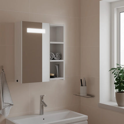 Spegelskåp och LED-lampa vit 45x13x52 cm
