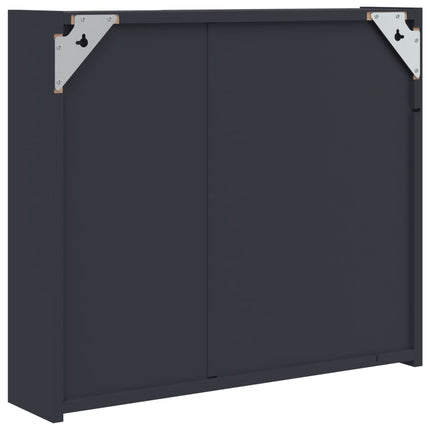 Spegelskåp och LED-lampa grå 60x13x52 cm