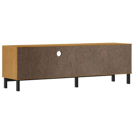 Tv-bänk med glasdörr FLAM 158x40x50 cm massiv furu