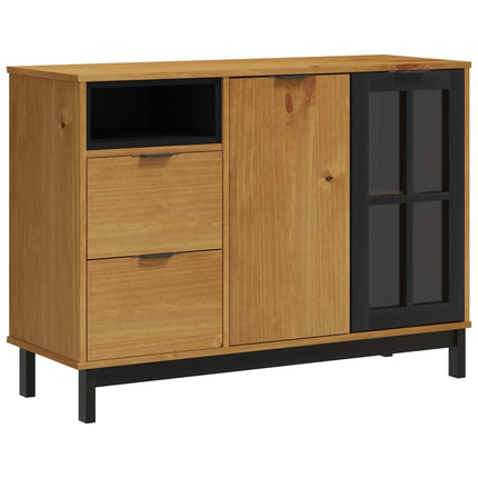 Skänk med glasdörrar FLAM 110x40x80 cm massiv furu