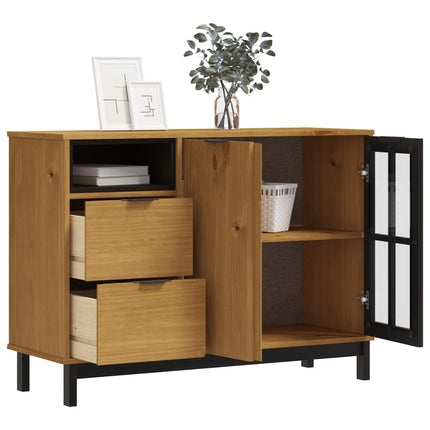 Skänk med glasdörrar FLAM 110x40x80 cm massiv furu