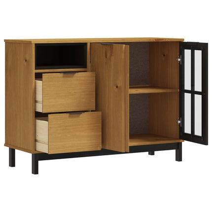 Skänk med glasdörrar FLAM 110x40x80 cm massiv furu