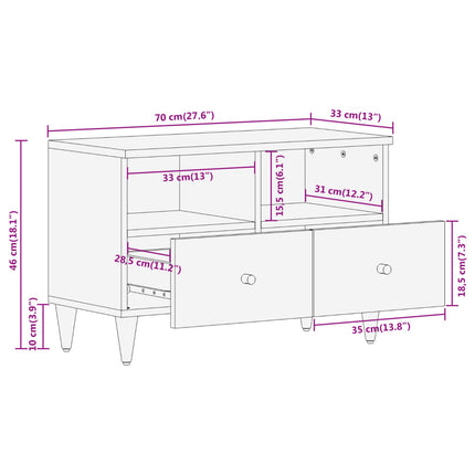 Tv-bänk 70x33x46 cm massivt mangoträ