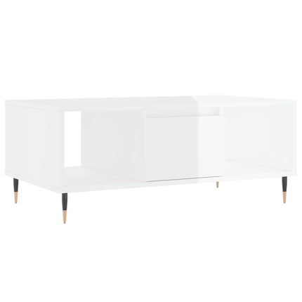 Soffbord vit högglans 90x50x36,5 cm konstruerat trä