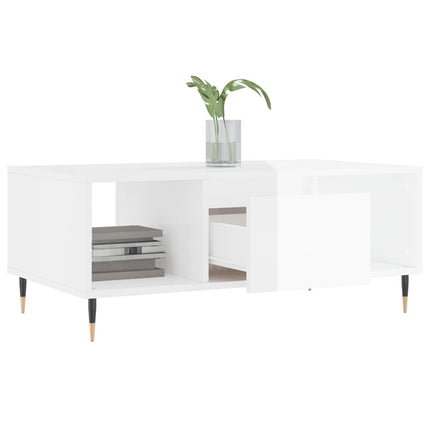 Soffbord vit högglans 90x50x36,5 cm konstruerat trä
