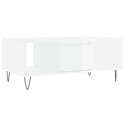 Soffbord vit högglans 90x50x36,5 cm konstruerat trä