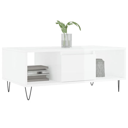 Soffbord vit högglans 90x50x36,5 cm konstruerat trä