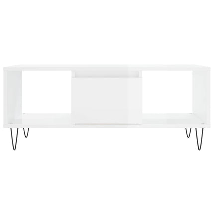 Soffbord vit högglans 90x50x36,5 cm konstruerat trä