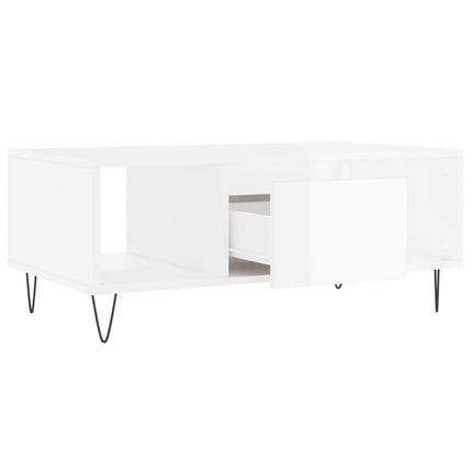Soffbord vit högglans 90x50x36,5 cm konstruerat trä