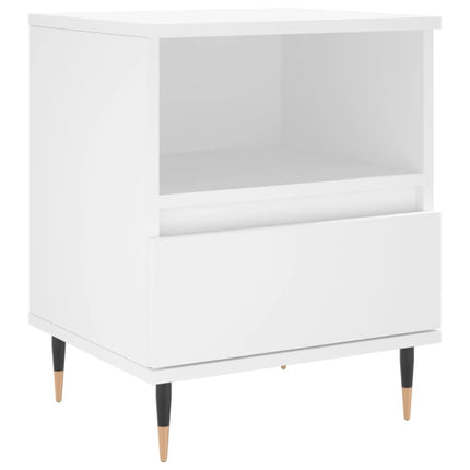 Sängbord vit 40x35x50 cm konstruerat trä