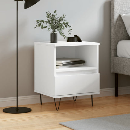 Sängbord vit 40x35x50 cm konstruerat trä